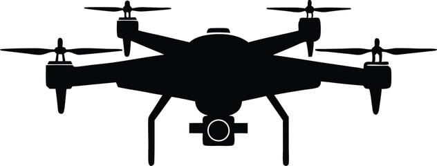 Drone silhouette vector, drone camera icon silhouette vector illustration