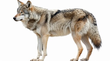 Fototapeta premium A wolf is standing on a white background