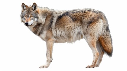 Obraz premium A wolf is standing on a white background