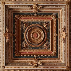 Ornate Baroque Barocco Marble Ceiling Design with Intricate Non-Linear Accents Depicting Classic Elegance and Architectural Beauty