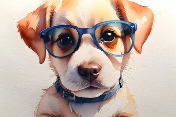 Cute puppy face with sunglasses