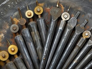 A set of feeler gauges fanned out