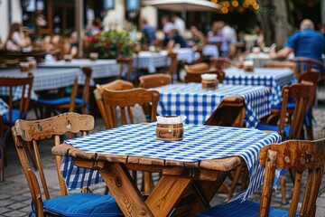 folding chairs at a beergarden