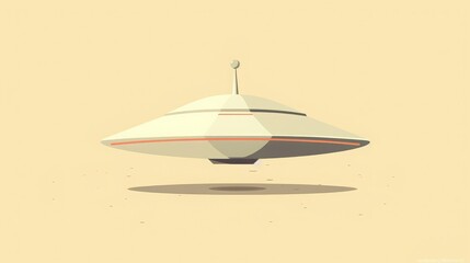 Minimalist illustration of a UFO hovering above ground, concept for science fiction, alien life, and space exploration