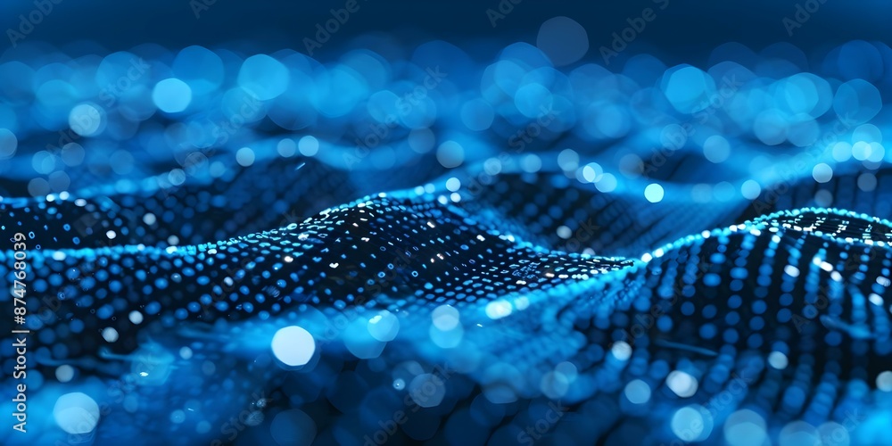 Poster blue digital network connections background in 3d rendering for cyber social system. concept technol