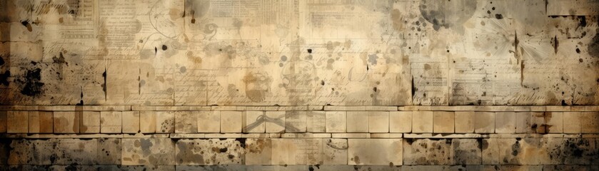 Obraz premium A rustic abstract background illustration with textures that mimic peeling paint and weathered wood in neutral tones