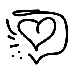 Icon Outline Speech Bubble Heart, symbolizing communication and love. The icon is surrounded by various decorative elements, enhancing its visual appeal