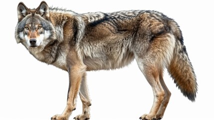 Fototapeta premium A wolf is standing on a white background