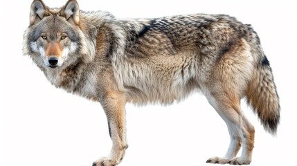 Obraz premium A wolf is standing on a white background