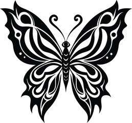 decorative butterfly illustration black and white