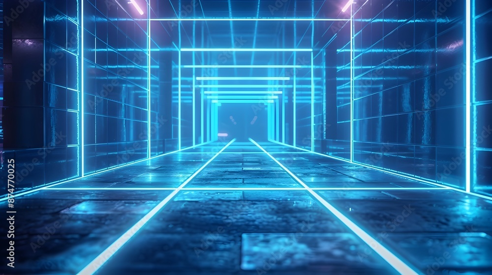 Poster futuristic neon grid background for sleek tech product display in minimalist 3d digital environment