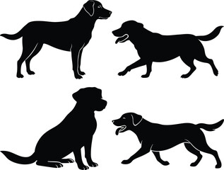 silhouette of a dog on a white background, isolated black silhouette of a dog collection
