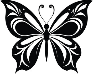 decorative butterfly illustration black and white