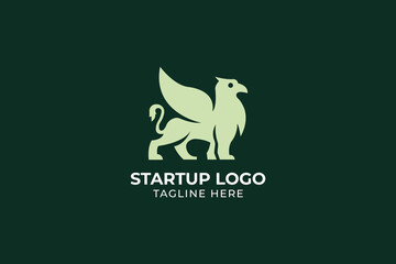 eagle and lion combined iconic business logo, lion and hawk bird combined iconic finance business logotype