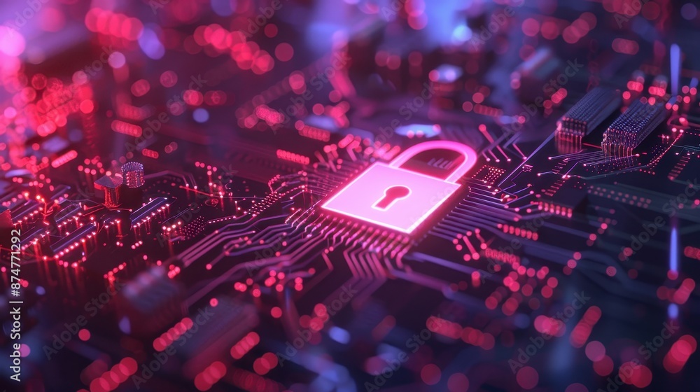 Poster secure vpn connection with digital lock icon close-up