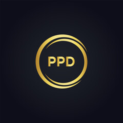 PPD logo. P P D design. White PPD letter. PPD, P P D letter logo design. P P D letter logo design in GOLD, GOLDEN LOGO, THREE, style. letter logo set in one artboard. P P D letter logo vector design.