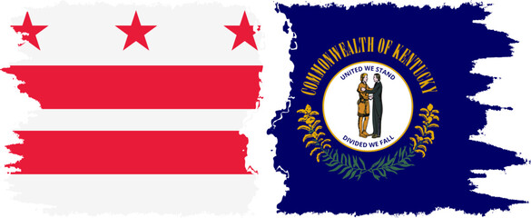 Kentucky and District of Columbia USA - Washington, D.C. grunge brush flags connection vector