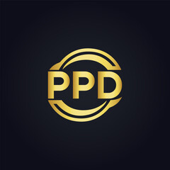 PPD logo. P P D design. White PPD letter. PPD, P P D letter logo design. P P D letter logo design in GOLD, GOLDEN LOGO, THREE, style. letter logo set in one artboard. P P D letter logo vector design.