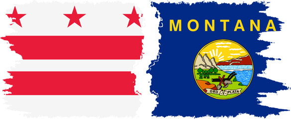 Montana and District of Columbia USA - Washington, D.C. grunge brush flags connection vector