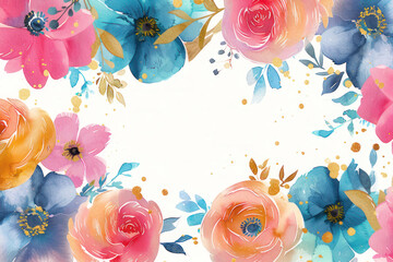 Fototapeta premium Happy Mother Day card template with pastel watercolor flowers.