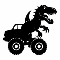 inosaur Monster Truck silhouette vector
