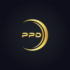 PPD logo. P P D design. White PPD letter. PPD, P P D letter logo design. P P D letter logo design in GOLD, GOLDEN LOGO, THREE, style. letter logo set in one artboard. P P D letter logo vector design.