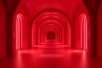 3D Illustration Red Design Architecture Background With Lighting