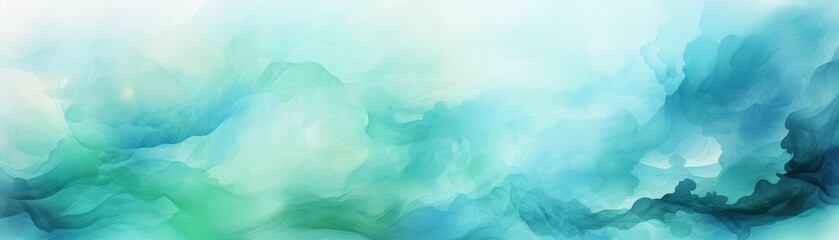 Obraz premium A soothing abstract background illustration of soft watercolor washes in blues and greens, creating a tranquil, aquatic ambiance