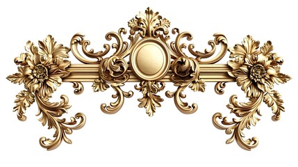 Ornate Vintage Gold Frame with Intricate Floral Decor on White Background