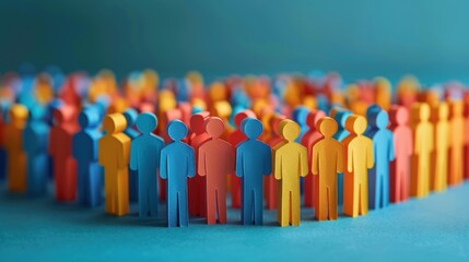 Employee diversity in the workplace, paper cut style.