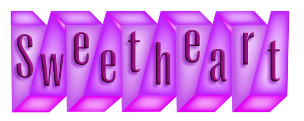 Graphic design with the word “Sweetheart”.
This illustration may be of interest to those associated with endearments such as Valentine's Day or as part of a design for greeting cards or invitations to