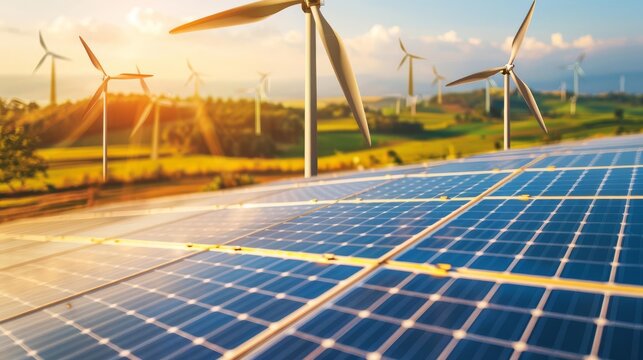 Executives developing renewable energy projects for long-term sustainability
