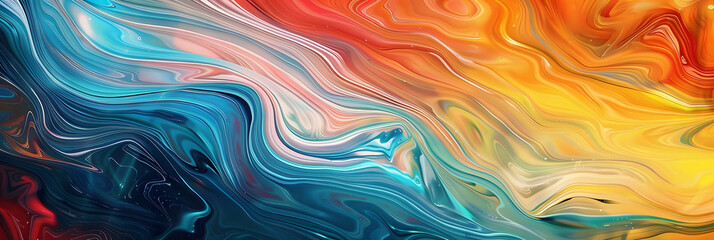 Obraz premium Abstract marbled acrylic paint ink painted waves painting texture colorful background banner - Bold colors, rainbow color swirls wave&nbsp;