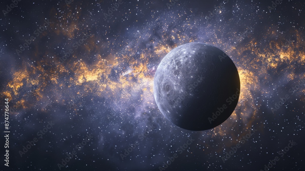 Poster artistic representation of planets in a galaxy with nebulae and distant stars generative ai