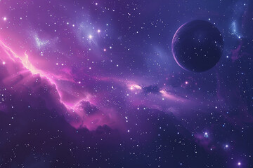 Obraz premium A purple sky with a large planet in the middle