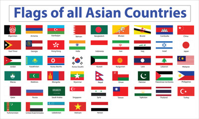 All national flags of the world. Country flags with name. Countries flag banners, International travel symbols and geography or language lesson flags emblem. Flags of all countries.