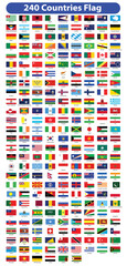 All national flags of the world. Country flags with name. Countries flag banners, International travel symbols and geography or language lesson flags emblem. Flags of all countries.