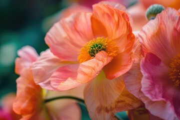 a flower with a blurry background, enchanting garden grows, each petal a stroke of watercolor art, crafting nature's colorful sonnet