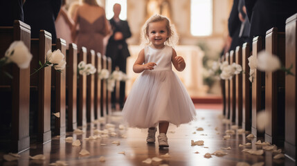 Flower Girl Walking Down the Aisle