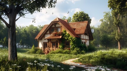 Fototapeta premium House in the mountains of Bavaria