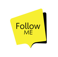 Follow me text on white background	