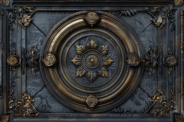 Baroque, Barocco Ornate Marble Ceiling Non-Linear Reformation Design with Intricate Accents Depicting Classic Elegance and Architectural Beauty