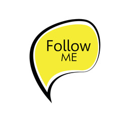 Follow me text on white background	