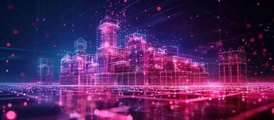 Fototapeta premium Futuristic Cityscape in Neon Lights