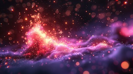    a vibrant space with clusters of pink and purple stars