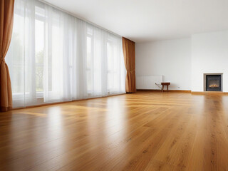 Spacious living room with wooden floor