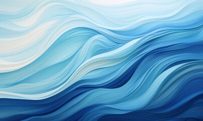 Obraz premium A tranquil abstract illustration depicting undulating waves of deep blues and aquamarines, simulating the oceans depth