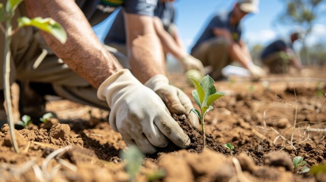 Wildlife habitat restoration, teams offering support and aid, planting trees and creating shelters for animals, promoting biodiversity and conservation