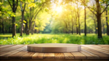 Blank Beige Modern Background with Wooden Dais - Elegant and Minimal Display for Luxury Cosmetic and Jewellery Products, Perfect for Advertising