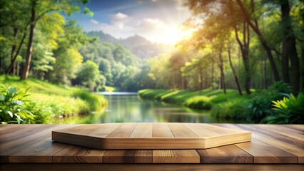 Blank Beige Modern Background with Wooden Dais - Elegant and Minimal Display for Luxury Cosmetic and Jewellery Products, Perfect for Advertising